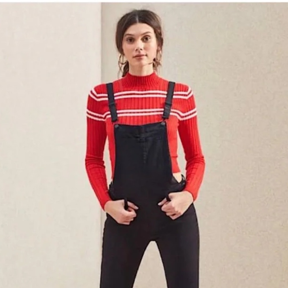 Black PacSun Fitted Skinny Overalls